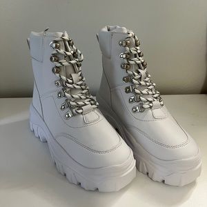 PLT white platform boots
